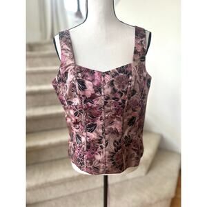Vintage Bandolino Pink Floral Brocade Lace Up Corset